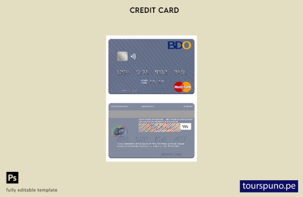 lista para imprimir plantilla de mastercard del Banco de Oro de Filipinas